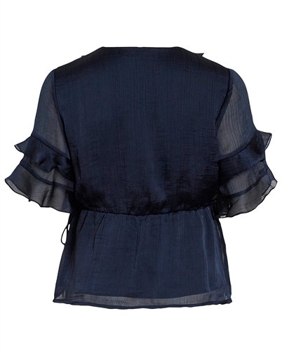 Vila - VIMolina 2/4 Flounce Wrap Bluse - Navy Blazer